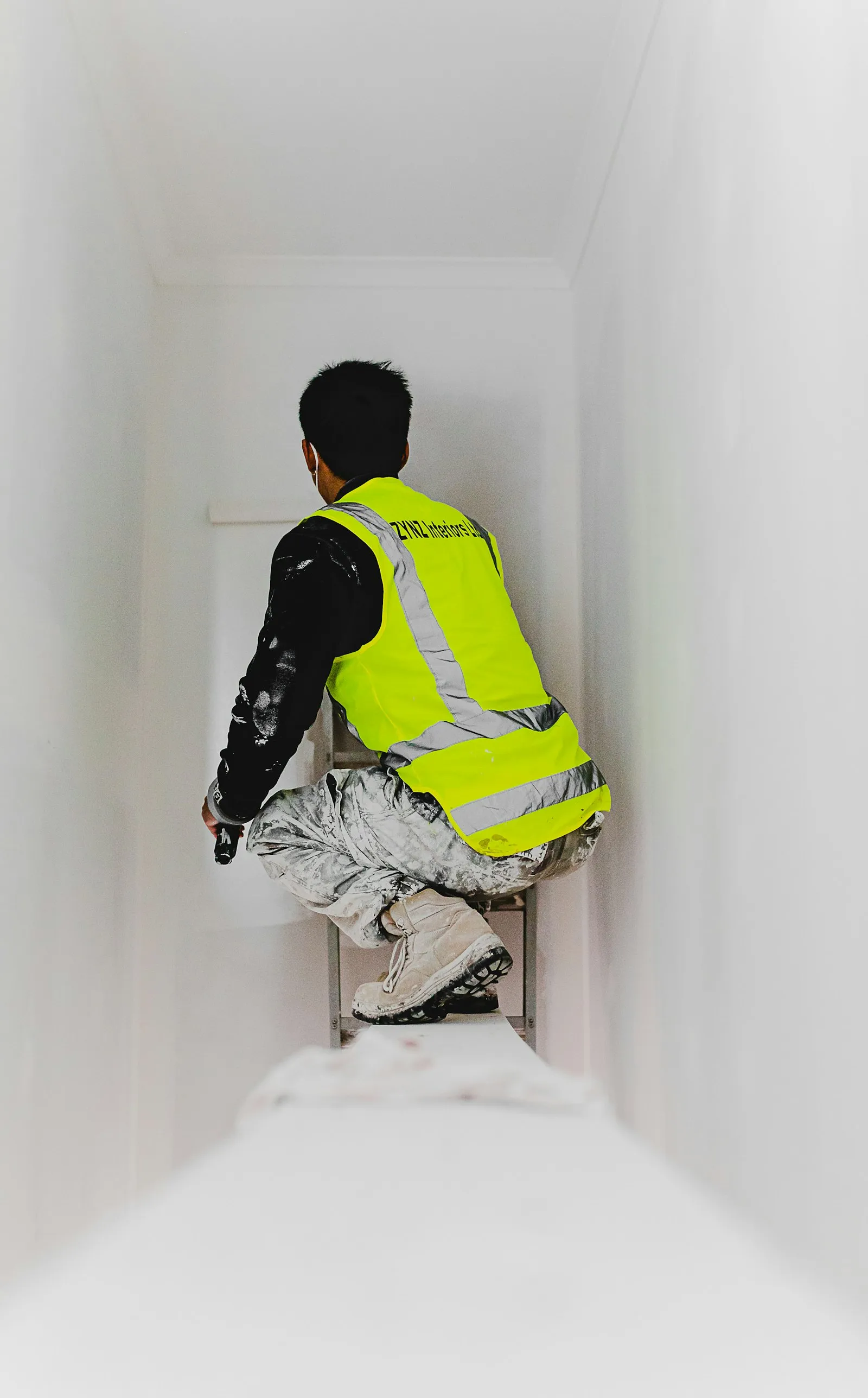 Schilder aan het werk in een lichte ruimte